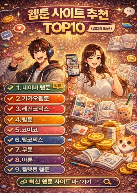 무료 웹툰 사이트 추천 TOP10 최신 웹툰 주소모음 안내 이미지